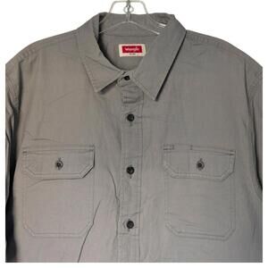 Wrangler Shirt Mens Large Gray Short Sleeve Button Up Dual Chest Pockets Stretch